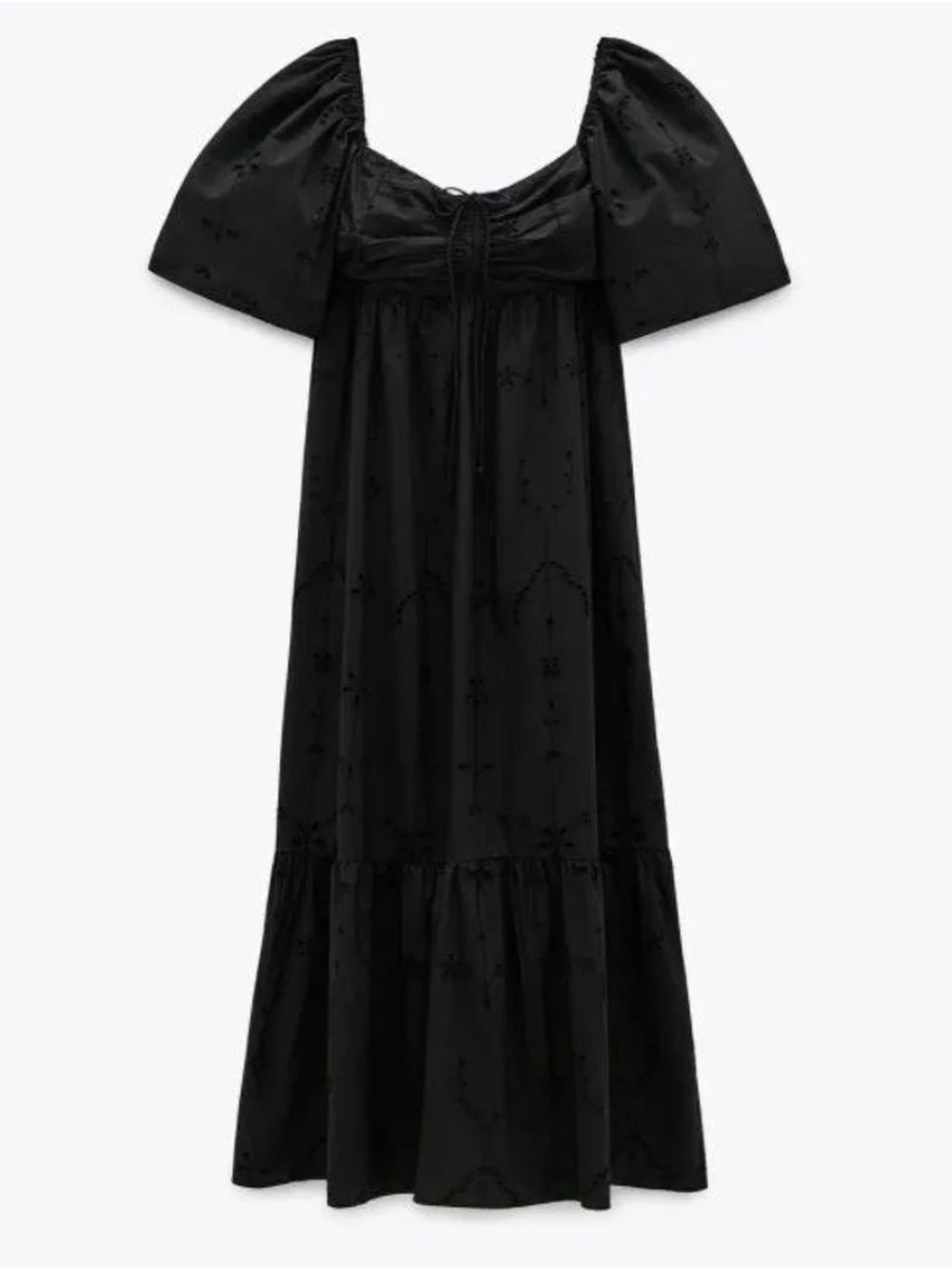 Zara Puff Sleeve Cutwork Dress